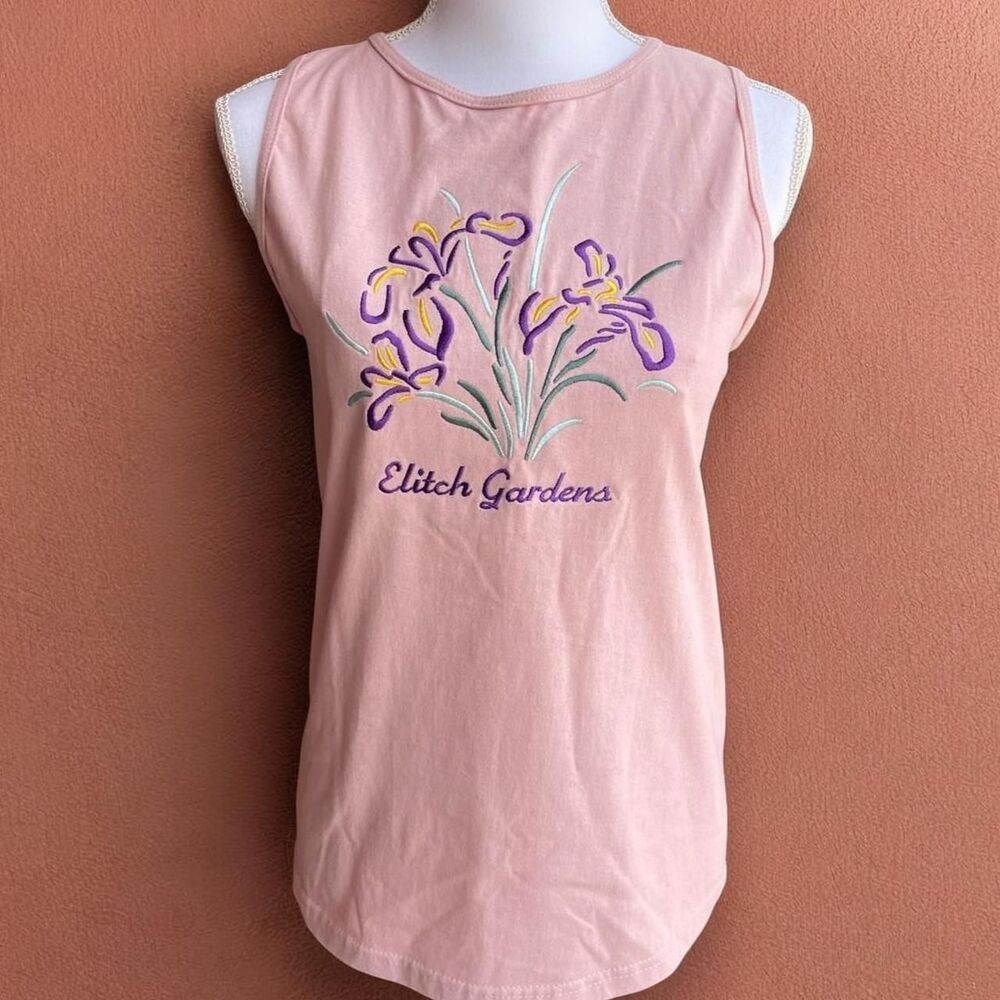 Vintage 90's Pink Denver, Colorado Elitches Flower Casual Tank Top